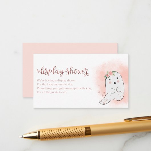 かわいい幽霊ハロウィーン赤ちゃんシャワー表示シャワーen エンクロージャーカード (正面/裏面インサイチュ)