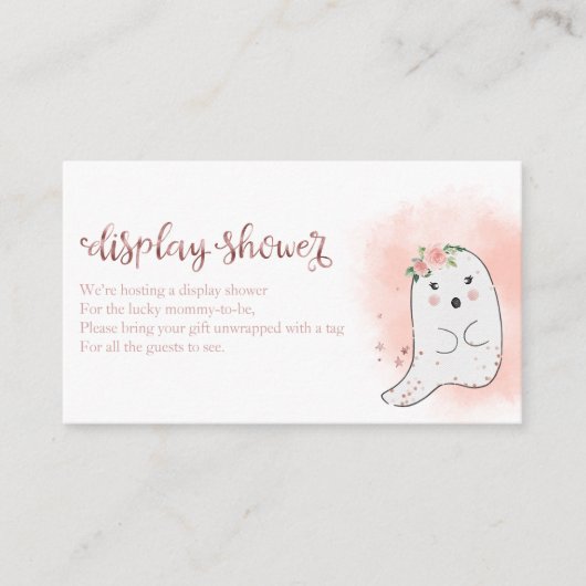 かわいい幽霊ハロウィーン赤ちゃんシャワー表示シャワーen エンクロージャーカード (正面)