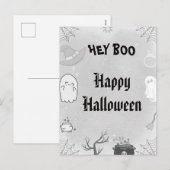 かわいい幽霊ハロウィーン シーズンポストカード (正面/裏面)