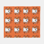 かわいい幽霊ハロウィーン フリースブランケット (正面(横))