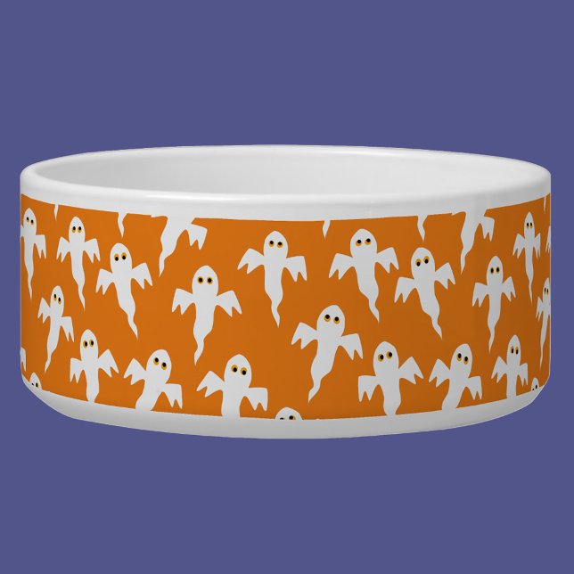 かわいい幽霊ハロウィーン ボウル (Cute ghost orange pet bowl)