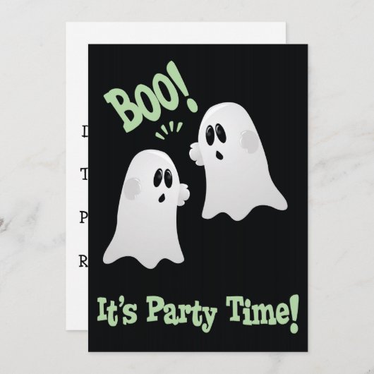 かわいい幽霊ハローウィンパーティ招待状 子供へ 招待状 (正面/裏面)