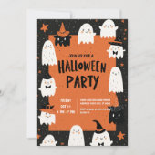 かわいい幽霊ハローウィンパーティ 招待状 (正面)