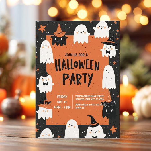 かわいい幽霊ハローウィンパーティ 招待状