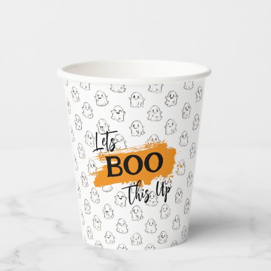 かわいい幽霊パターンをブー飛んでいるト 紙コップ (正面)