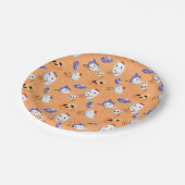 かわいい幽霊パターンオレンジ色のハロウィーンベビーシャワー ペーパープレート (アングル)