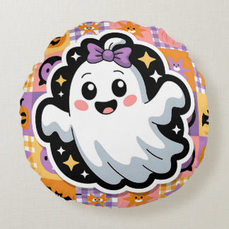 かわいい幽霊パッチワークステッカー装飾用クッション ラウンドクッション