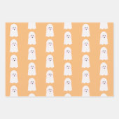 かわいい幽霊パープルオレンジハロウィングール ラッピングペーパーシート (正面2)