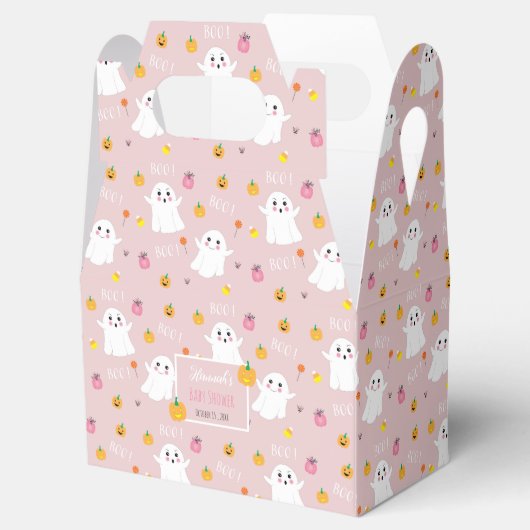 かわいい幽霊ピンクのハロウィーンベビーシャワーお気に入りボックス フェイバーボックス (オープン)