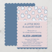 かわいい幽霊ピンクのハロウィーン 招待状 (正面/裏面)