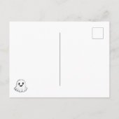 かわいい幽霊ファミリーレトロパープルハッピーハローウィン シーズンポストカード (裏面)