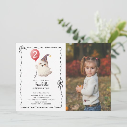 かわいい幽霊フォト誕生日 招待状 (スタンド正面)