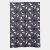 かわいい幽霊フランスのブルドッグこうもりパンプキンハロウィーン キッチンタオル (縦)