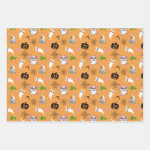 かわいい幽霊フランスのブルドッグこうもりパンプキンハロウィーン ラッピングペーパーシート (正面3)