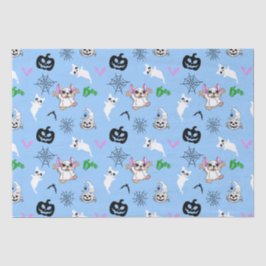 かわいい幽霊フランスのブルドッグこうもりパンプキンハロウィーン 薄葉紙