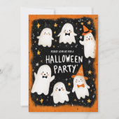 かわいい幽霊フレンズハロウィーン 招待状 (正面)