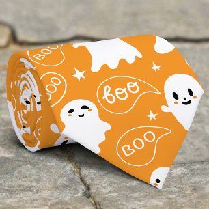 かわいい幽霊ブオレンジハロウィーン ネクタイ