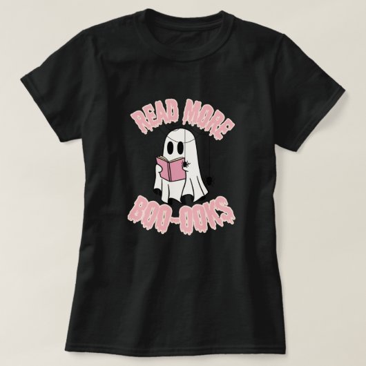 かわいい幽霊ブックラバーハロウィーンTシャツ Tシャツ (デザイン正面)