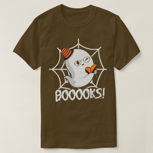 かわいい幽霊ブック読のハロウィーン先生トップ Tシャツ (デザイン正面)