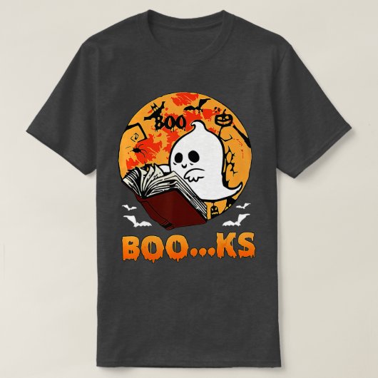 かわいい幽霊ブック読のハロウィーン先生トップ Tシャツ (デザイン正面)