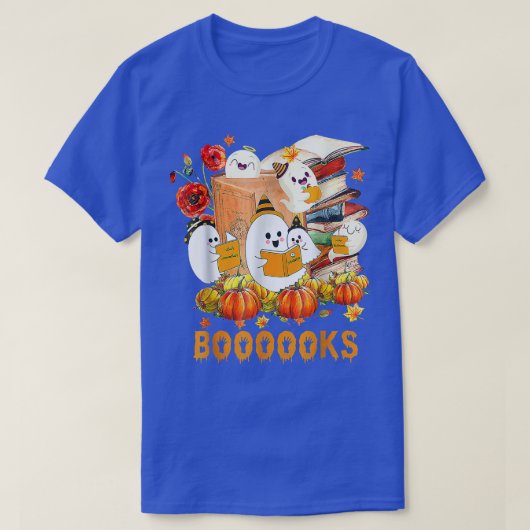 かわいい幽霊ブック読のハロウィーン先生ライブラリー Tシャツ (デザイン正面)