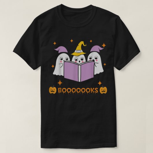 かわいい幽霊ブック読ズハロウィン先生ハおもしろいー Tシャツ (デザイン正面)