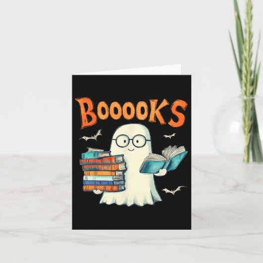 かわいい幽霊ブック読ズブークハロウィーン先生 カード (正面)