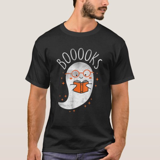 かわいい幽霊ブック読ズ先生スクールハおもしろいーロ Tシャツ (正面)