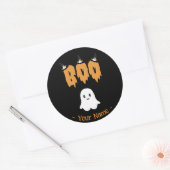 かわいい幽霊ブハロウィンビッグステッカー ラウンドシール (封筒)