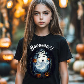 かわいい幽霊ブーおもしろいハロウィーン仮装ボーイガール トライブレンドＴシャツ