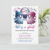 かわいい幽霊ブーやグールハロウィーンジェンダーの公開 招待状 (スタンド正面)