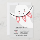 かわいい幽霊ブートトリックまたは子供のハロウィーン 招待状 (正面)