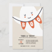 かわいい幽霊ブートトリックまたは子供のハロウィーン 招待状 (正面)