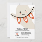 かわいい幽霊ブートトリックまたは子供のハロウィーン 招待状 (正面)