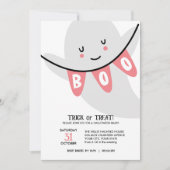 かわいい幽霊ブートトリックまたは子供のハロウィーン 招待状 (正面)