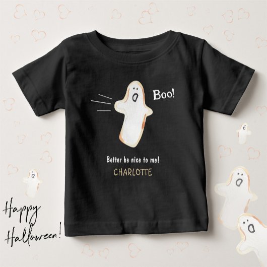 かわいい幽霊ブー！ ハロウィン ベビーTシャツ