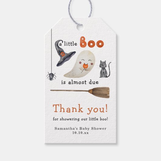 かわいい幽霊ベイビーシャワーありがとう ギフトタグ (正面)