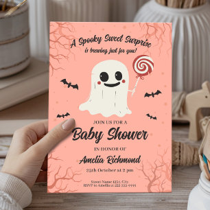 かわいい幽霊ベビーシャワーカード不気味スウィートハロウィン 招待状