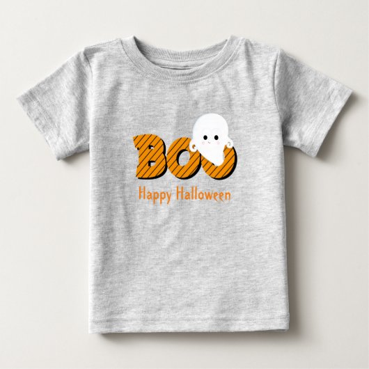 かわいい幽霊ベビーハッピーハローウィンTシャツ ベビーTシャツ (正面)