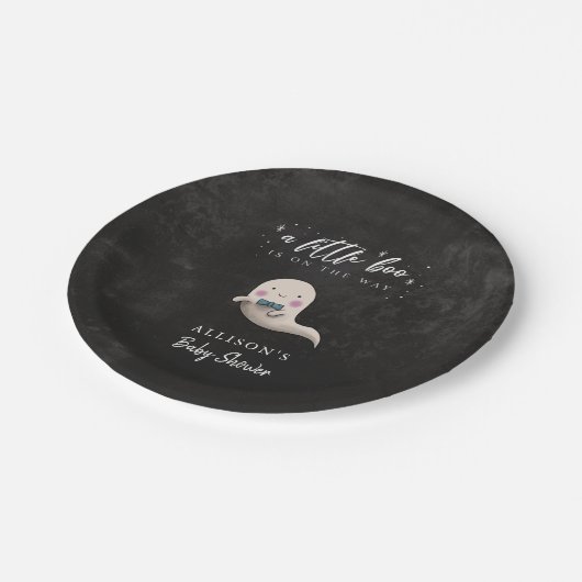 かわいい幽霊ボウタイリトルブベビーシャワー ペーパープレート (アングル)