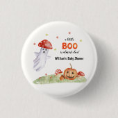 かわいい幽霊マッシュルームハロウィーン秋ベビーシャワー 缶バッジ (正面)