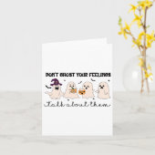 かわいい幽霊メンタルヘルスハロウィーン幽霊しない カード (黄色い花)