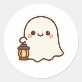 かわいい幽霊ランタン付き – かわいいスピリットデザイン ラウンドシール