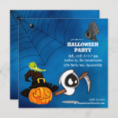 かわいい幽霊リパーとジャック・オ・ランタンのハロウィーン 招待状 (正面/裏面)