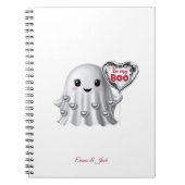 かわいい幽霊ロマンチックバレンタインパターン ノートブック (正面)