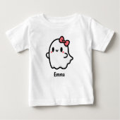 かわいい幽霊名前をカスタムするハロウィーン ベビーTシャツ (正面)