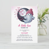 かわいい幽霊小さなブハロウィーン女の子の赤ちゃんシャワー 招待状 (スタンド正面)