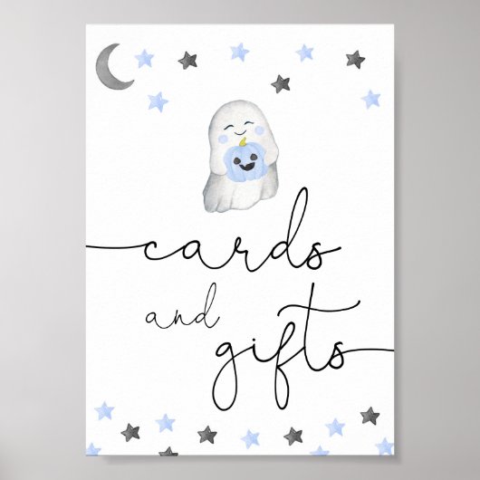 かわいい幽霊少年の赤ちゃんシャワーカードとギフトサイン ポスター (正面)