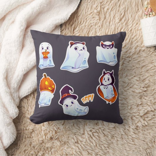 かわいい幽霊枕 クッション (ブランケット)