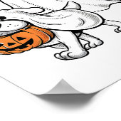 かわいい幽霊歩くドッグコケットボウハロウィンドッグ ポスター (角)
